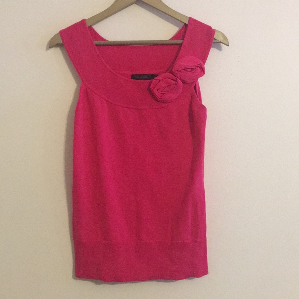 The Limited Pink Sweater Tank with Floral Accent